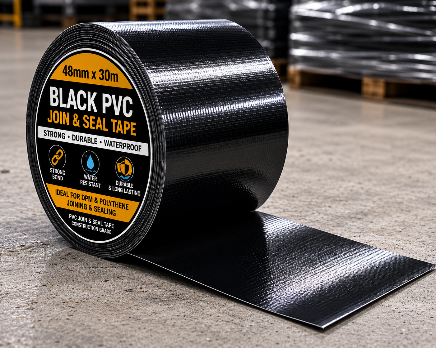 48mm x 30m Black PVC Join & Seal Tape